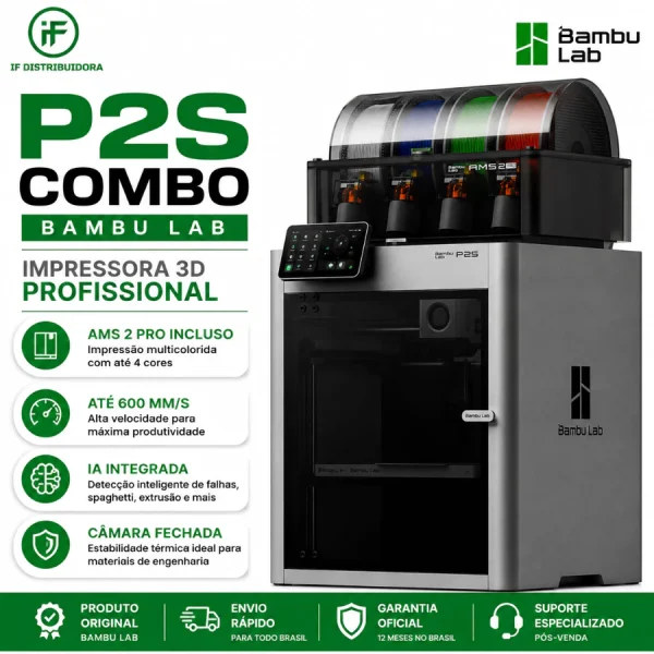 Impressora 3D Bambu Lab P2S Combo Impressora 3D Bambu Lab P2S Combo